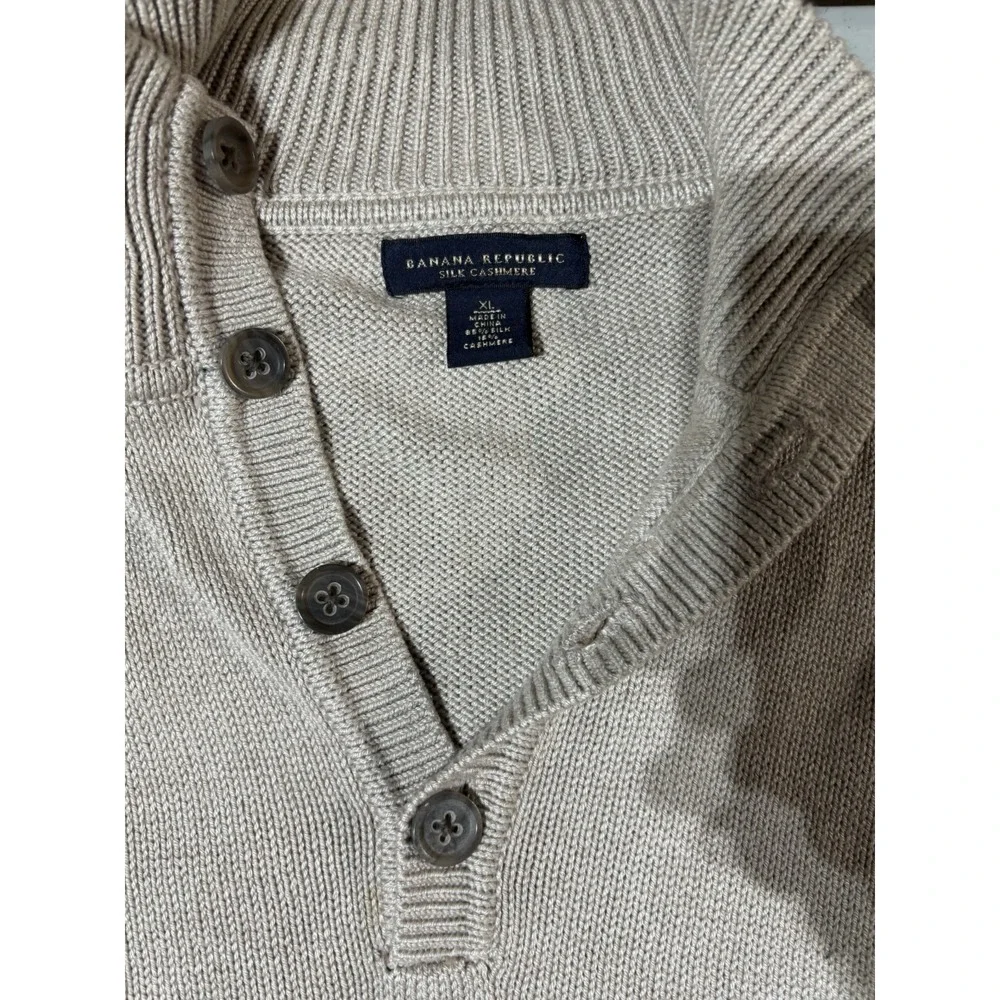Banana Republic Silk Cashmere Men's Gray ‎  1/4 Button Up XL